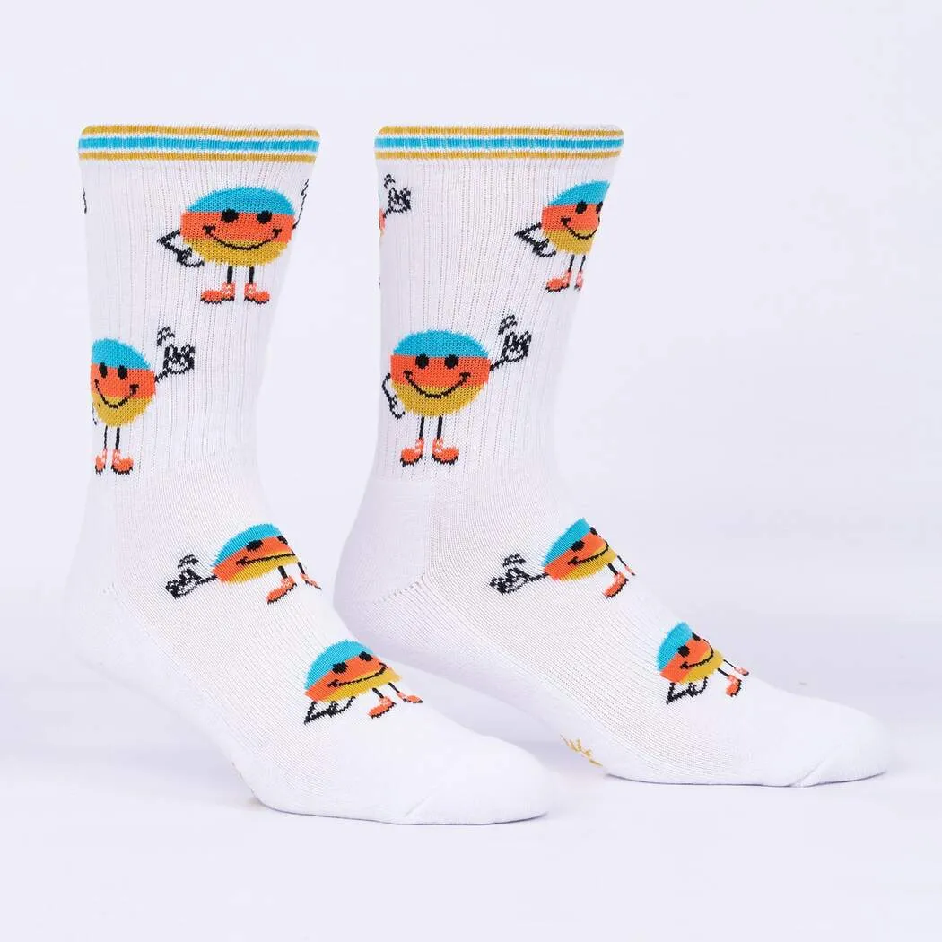 Sock It To Me My Happy Face Ribbed Crew Athletic Socks M/L