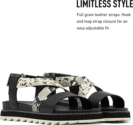 Sorel Women's Roaming Criss Cross Sandal - Black, Snake - Size 5.5