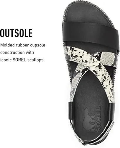 Sorel Women's Roaming Criss Cross Sandal - Black, Snake - Size 5.5