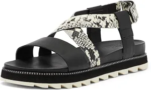 Sorel Women's Roaming Criss Cross Sandal - Black, Snake - Size 5.5