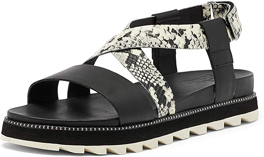 Sorel Women's Roaming Criss Cross Sandal - Black, Snake - Size 5.5
