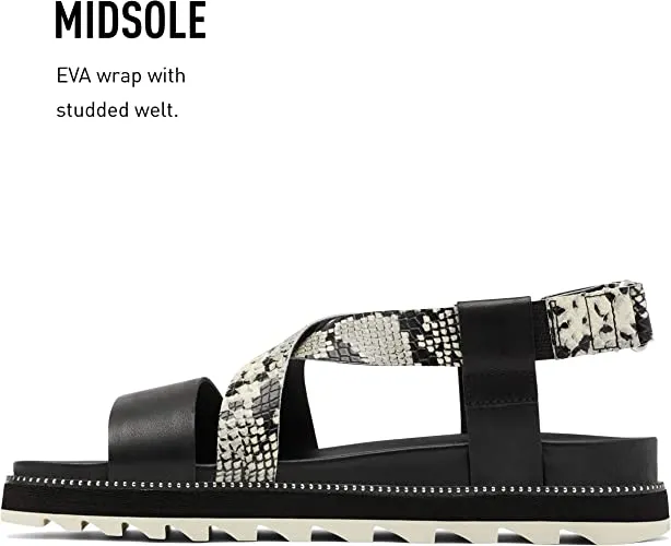 Sorel Women's Roaming Criss Cross Sandal - Black, Snake - Size 5.5