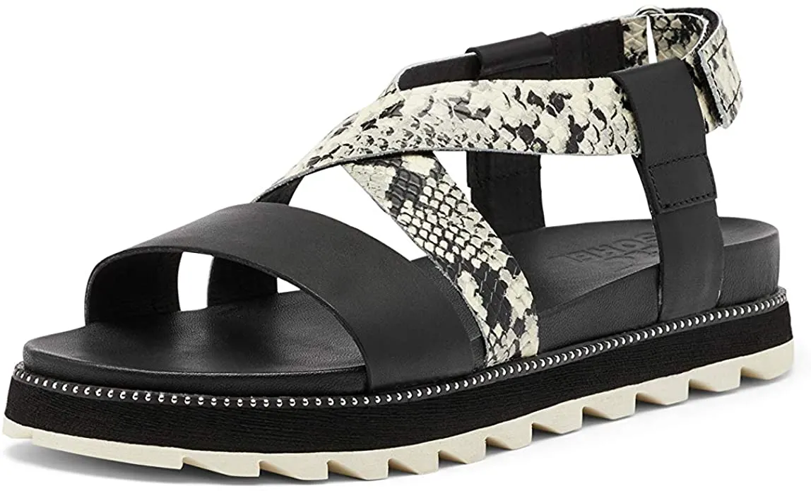 Sorel Women's Roaming Criss Cross Sandal - Black, Snake - Size 5