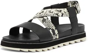 Sorel Women's Roaming Criss Cross Sandal - Black, Snake - Size 5