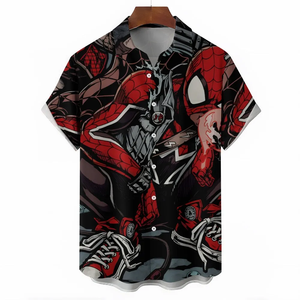 Spider Casual Hero Print Short Sleeve Shirt 2404001806
