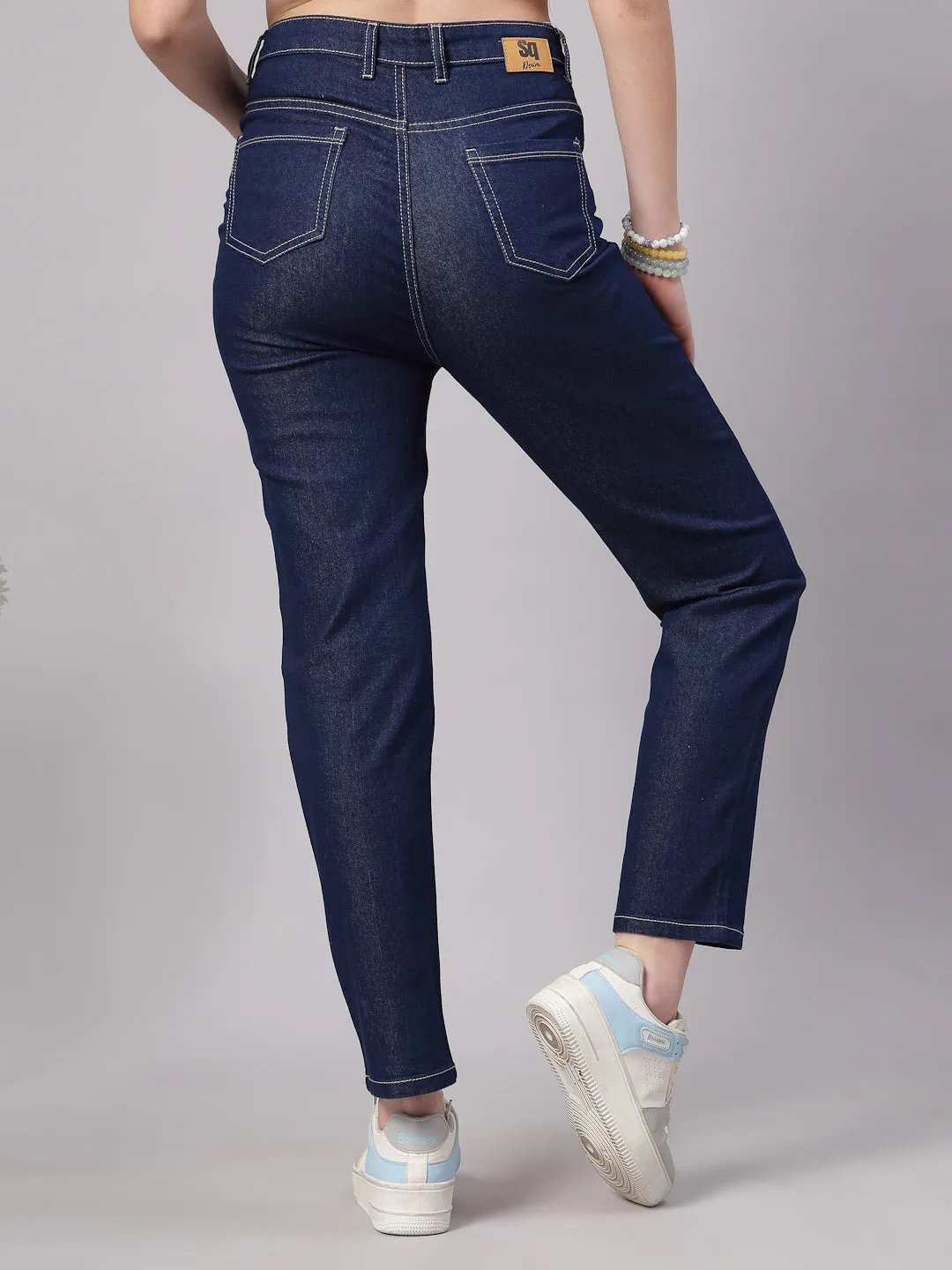 Style Quotient Women Dark Blue Regular Fit High Rise Stretchable Jeans