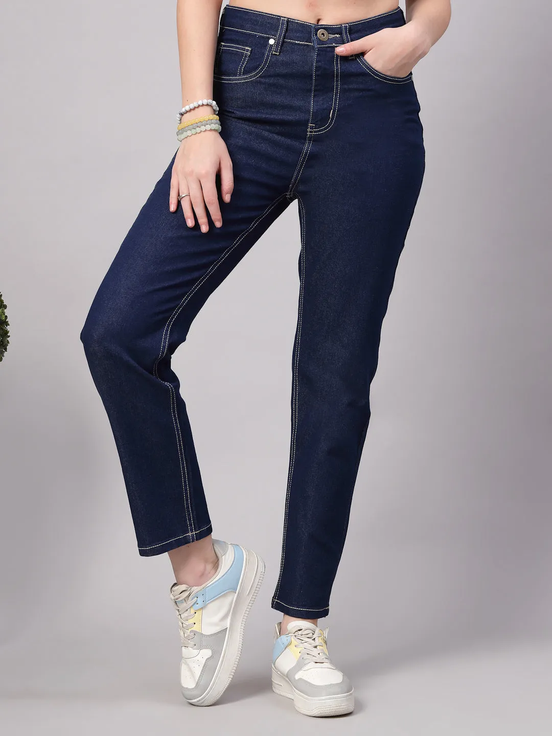 Style Quotient Women Dark Blue Regular Fit High Rise Stretchable Jeans