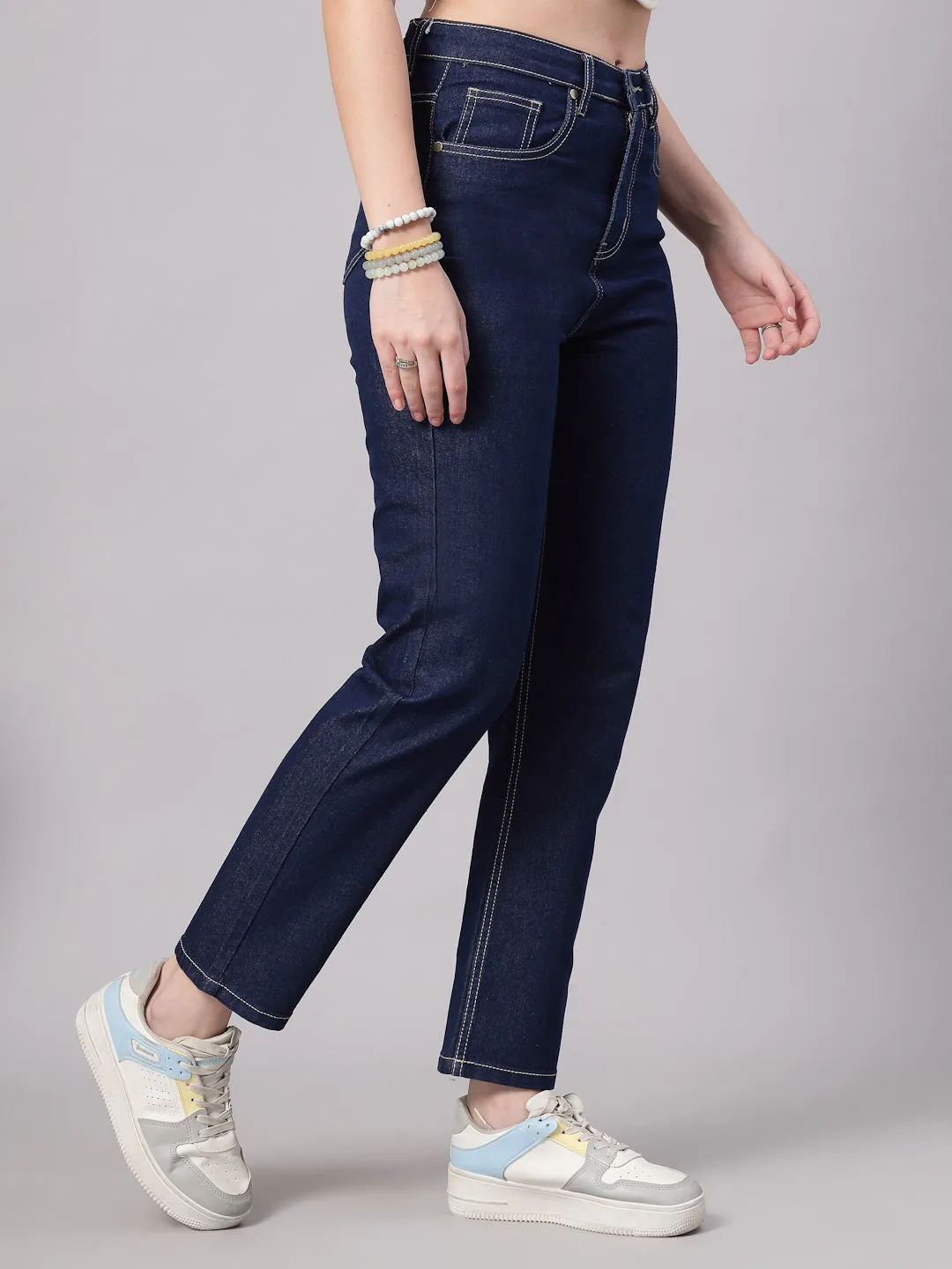 Style Quotient Women Dark Blue Regular Fit High Rise Stretchable Jeans