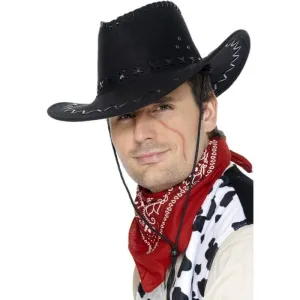 Suede Look Cowboy Hat - Black