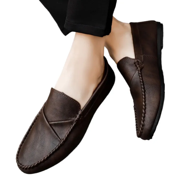 Summer men's loafers men's leather shoes casual trend Korean version of British shoes 2024 new summer soft sole lazy shoes