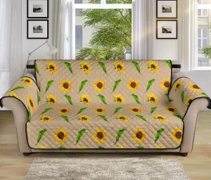 Tan With Rustic Sunflower Pattern 70" Sofa Couch Cover Protector