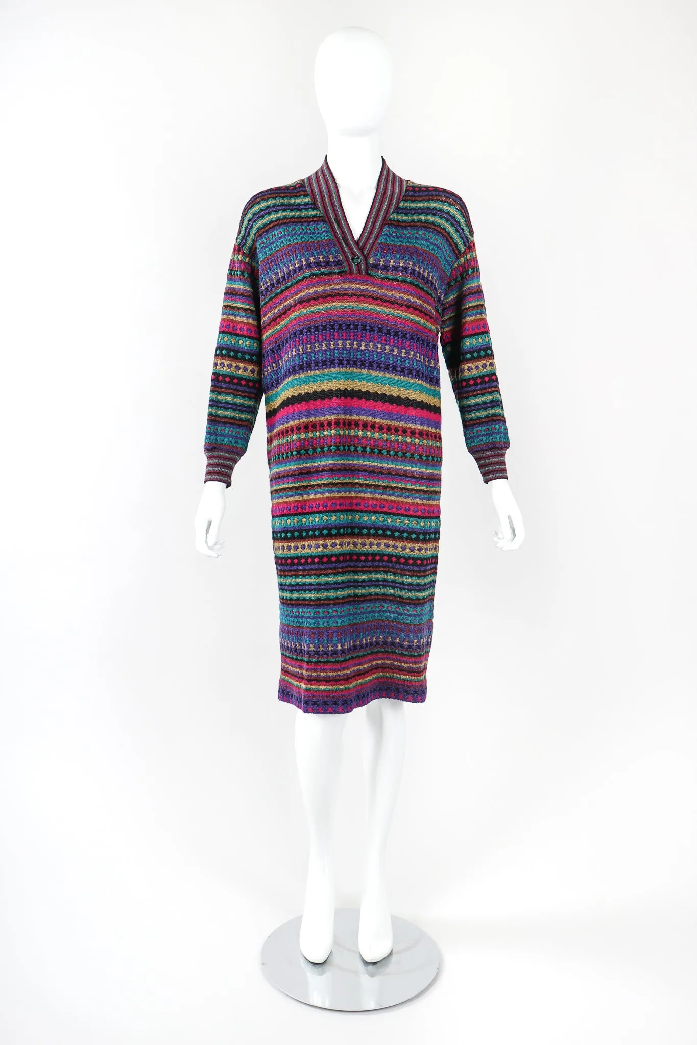 Teal Dobby Stripe Sweater Dress