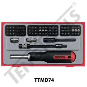 Teng Tools 74 Piece Ratcheting Bit Driver Set TC-Tray - TTMD74