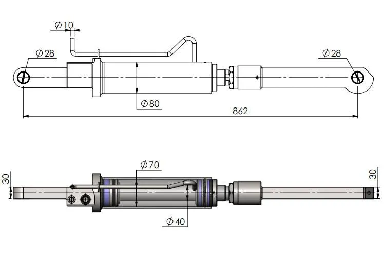 Tilt Ram Cylinder HACO (WITH Extension) to suit MBB 1366302 & 2001430
