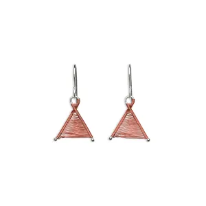 Tiny Woven Wishbone Brown Copper & Silver Earrings