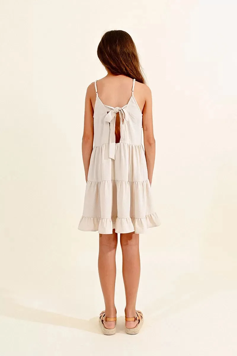 TWEEN CREAM WOVEN DRESS