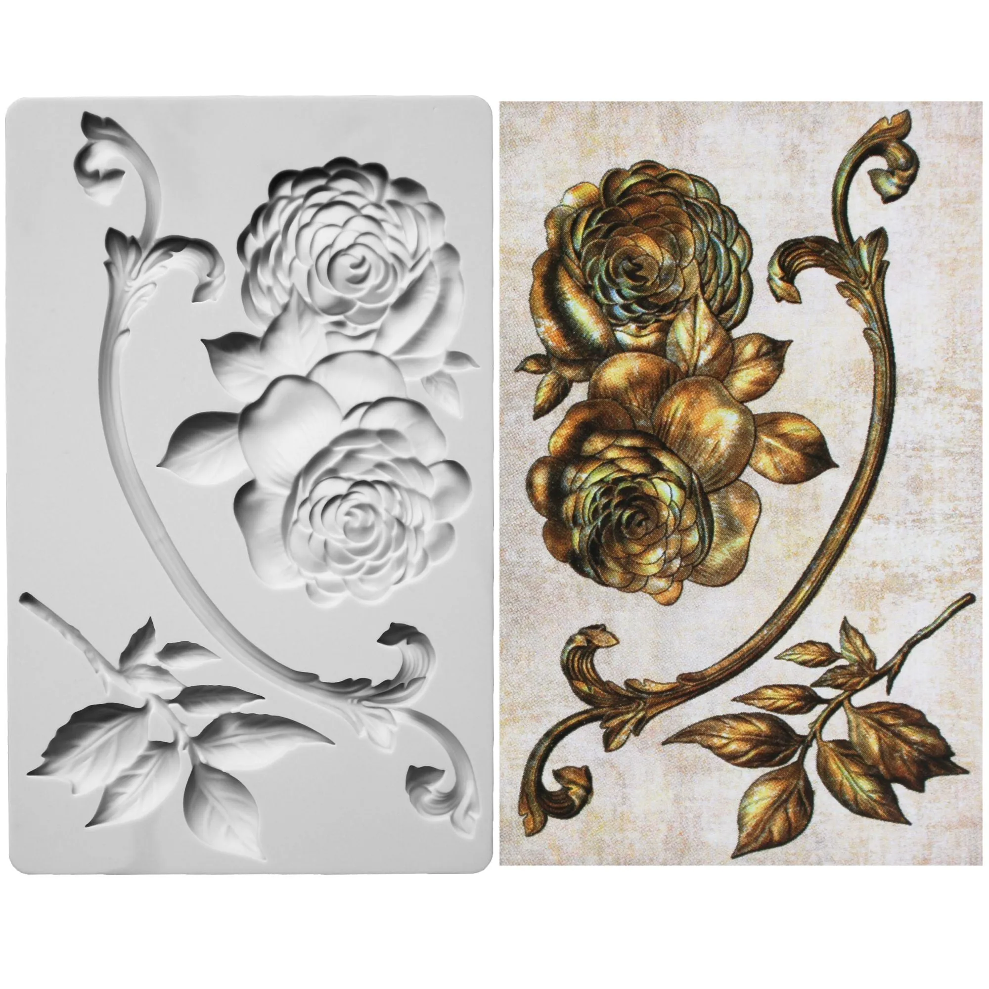 Two Big Flowers Flexible Silicone Mould for Crafts, Jewelry, Resin, Scrapbooking, Polymer Clay.
