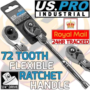 US PRO INDUSTRIAL 1/4" DRIVE 72 TOOTH FLEXIBLE RATCHET HANDLE