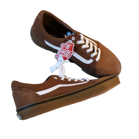 Vans Herringbone Dachshund Gum Brown Sneakers NEW