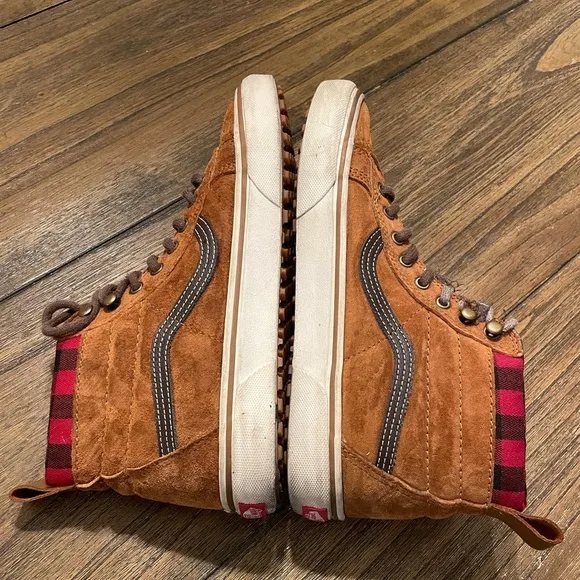 VANS Sk8 Scotchgard Womens 7 Mens 5.5 High Top 721454 Brown Flannel Lined Shoe