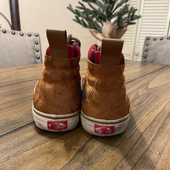 VANS Sk8 Scotchgard Womens 7 Mens 5.5 High Top 721454 Brown Flannel Lined Shoe