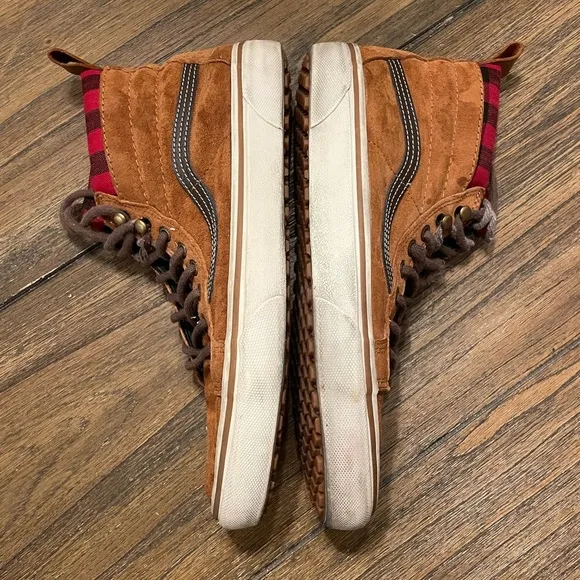 VANS Sk8 Scotchgard Womens 7 Mens 5.5 High Top 721454 Brown Flannel Lined Shoe