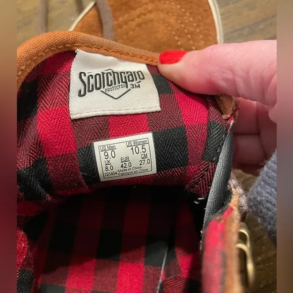 VANS Sk8 Scotchgard Womens 7 Mens 5.5 High Top 721454 Brown Flannel Lined Shoe