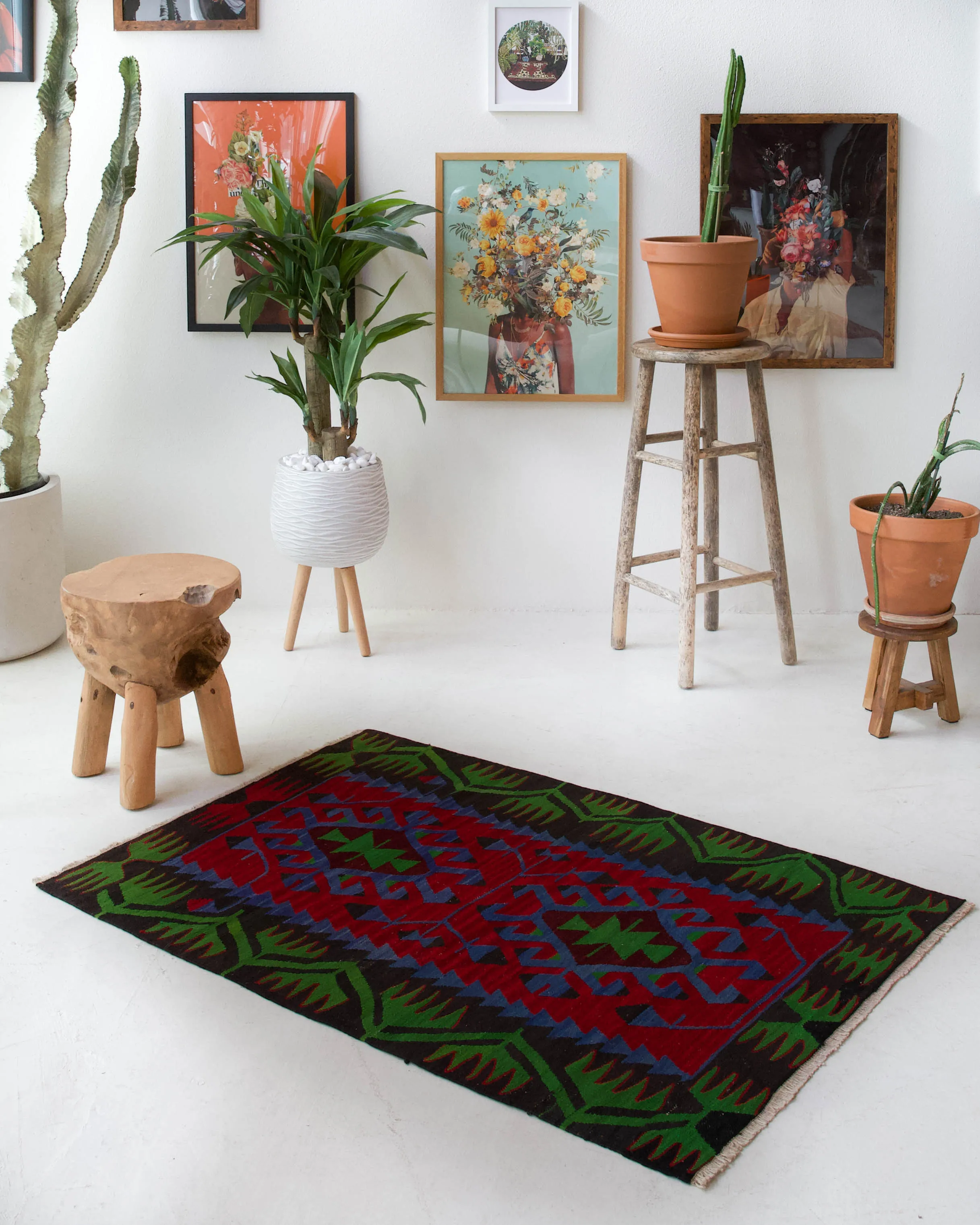 Vintage Oushak Kilim Rug 3'x4'5"