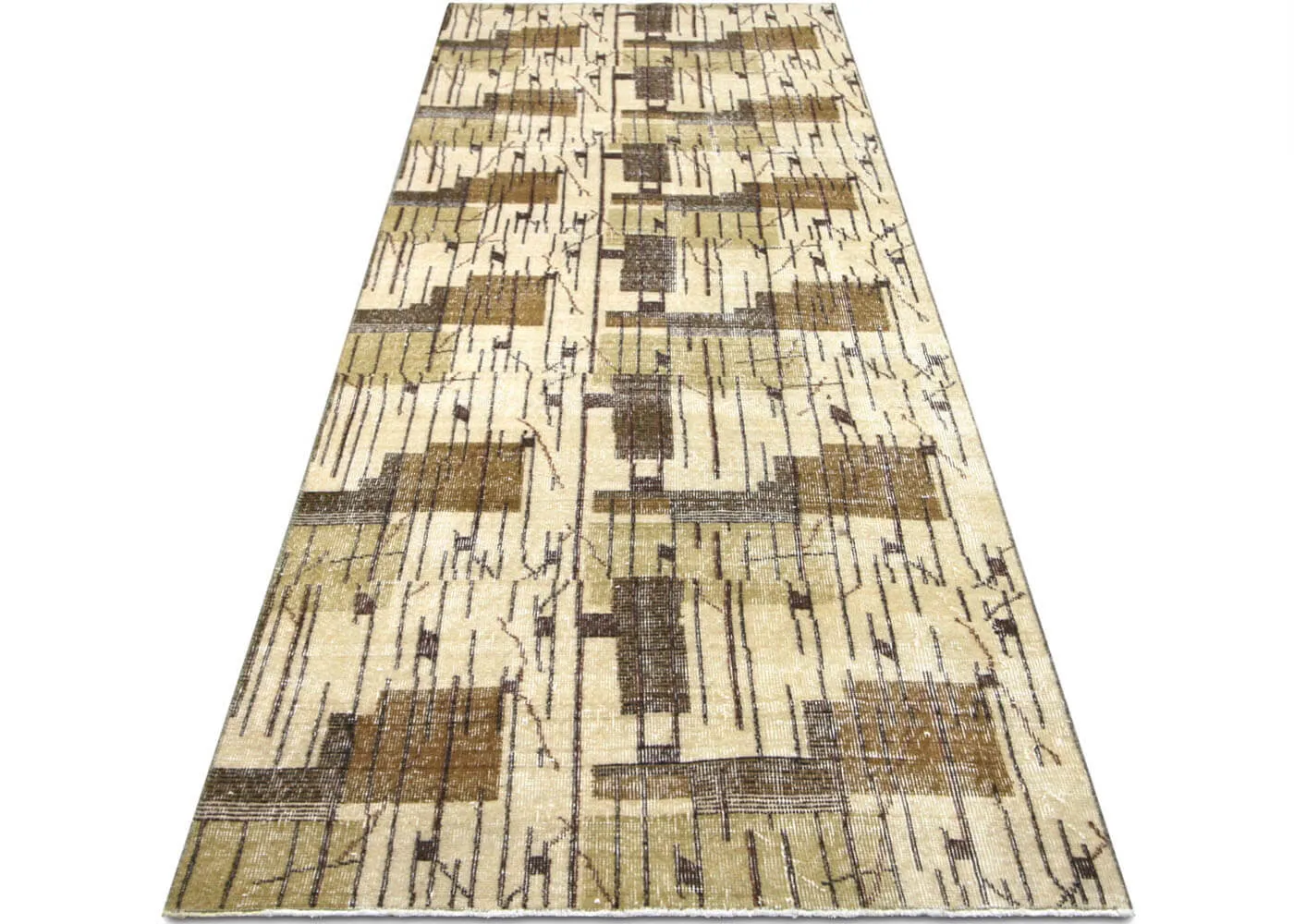 Vintage Turkish Mid-Century-Modern Runner - 3'6" x 9'6"