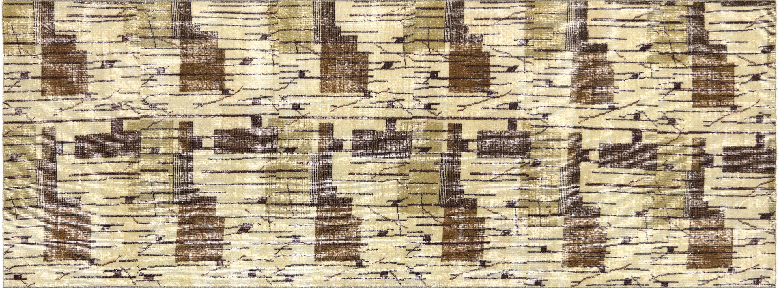 Vintage Turkish Mid-Century-Modern Runner - 3'6" x 9'6"