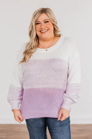Warm Hugs Knit Color Block Sweater- Lavender