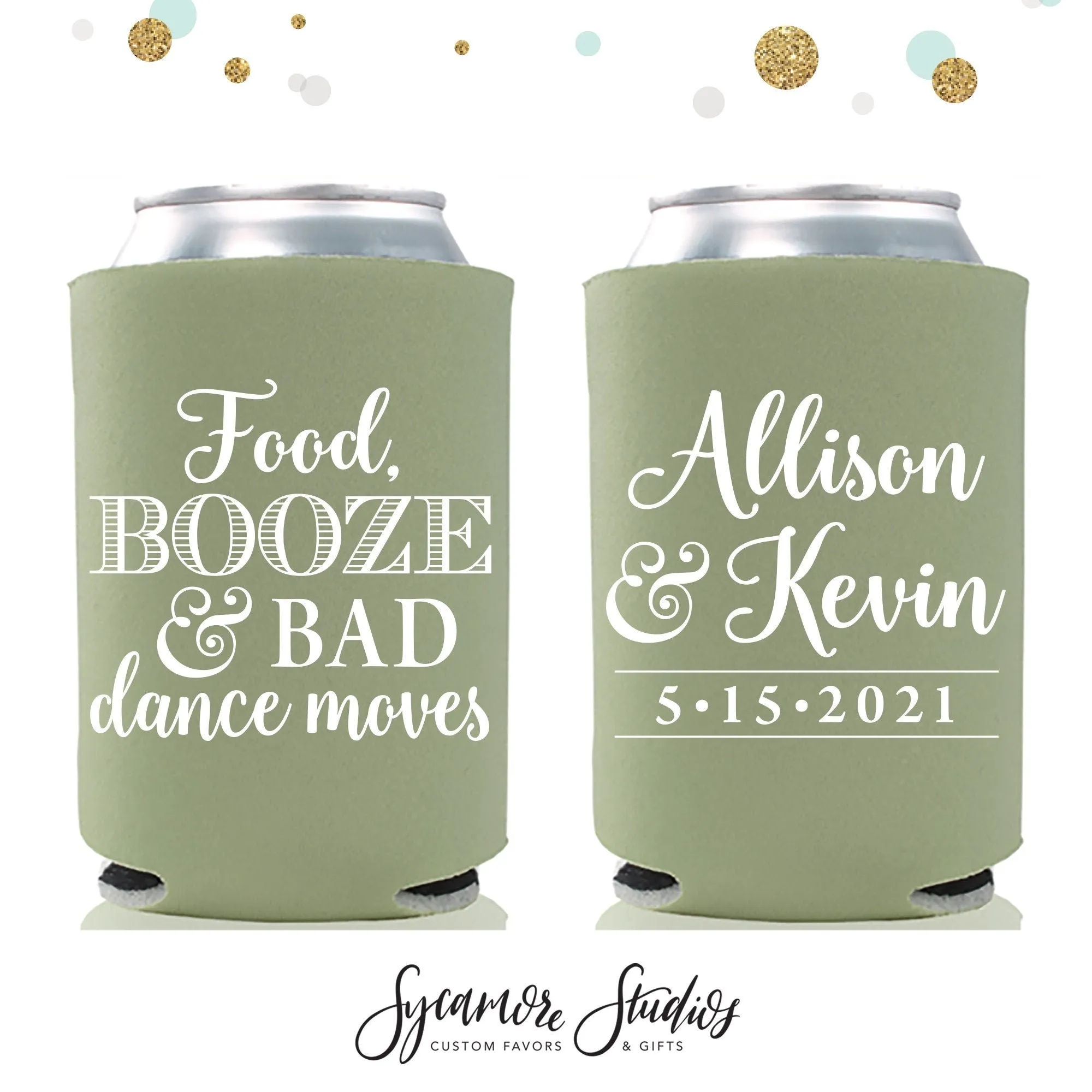 Wedding Can Cooler #148R - Food, Booze & Bad Dance Moves