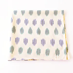 White Blue Green Modern Dot Handwoven Ikat Dinner Napkin Set of 4