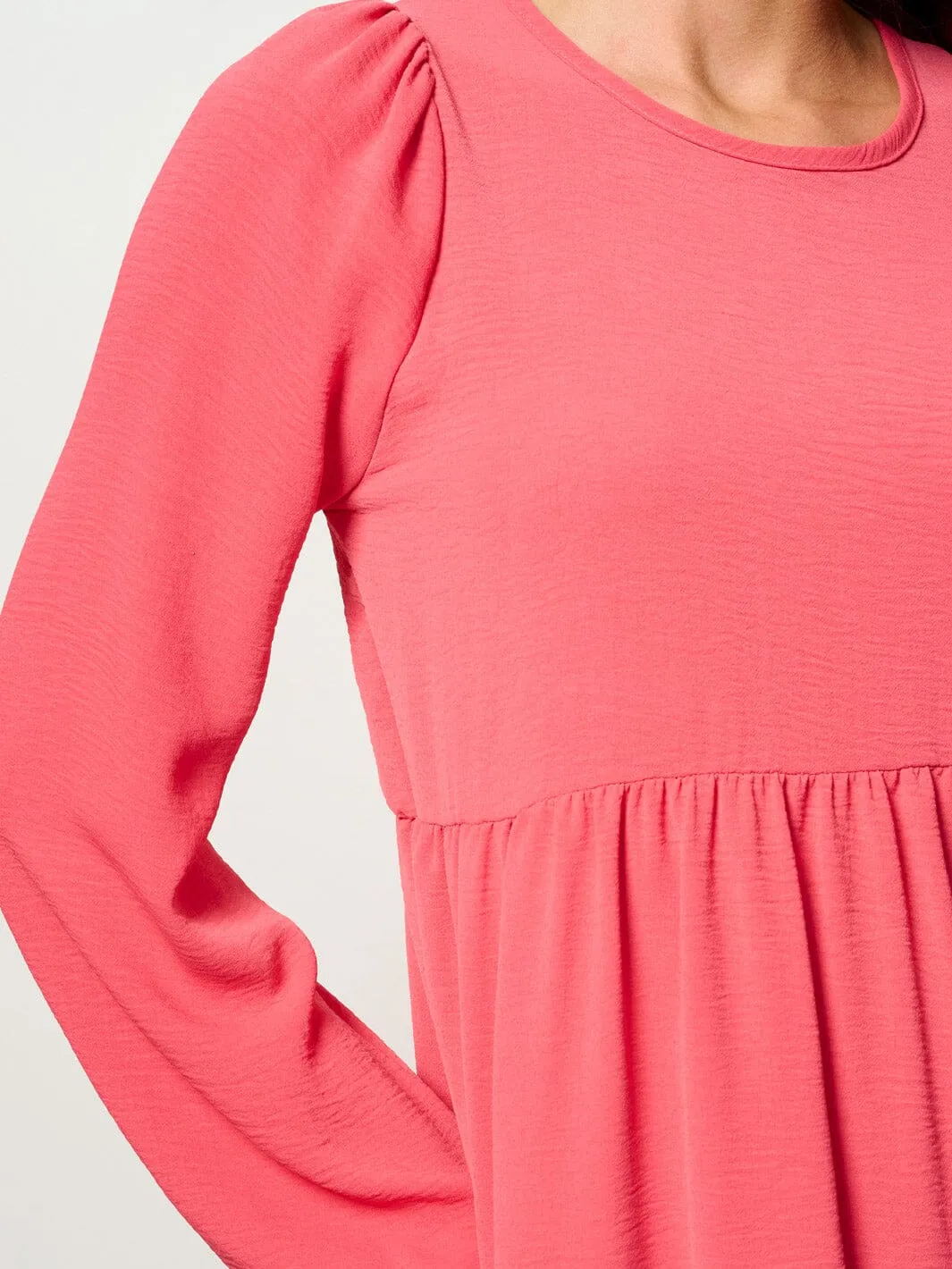 WOMEN'S LONG SLEEVE TIERED HIGH-LOW MIDI DRESS