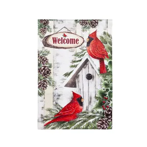 Wooden Birdhouse with Cardinals House Suede Flag,13s10611