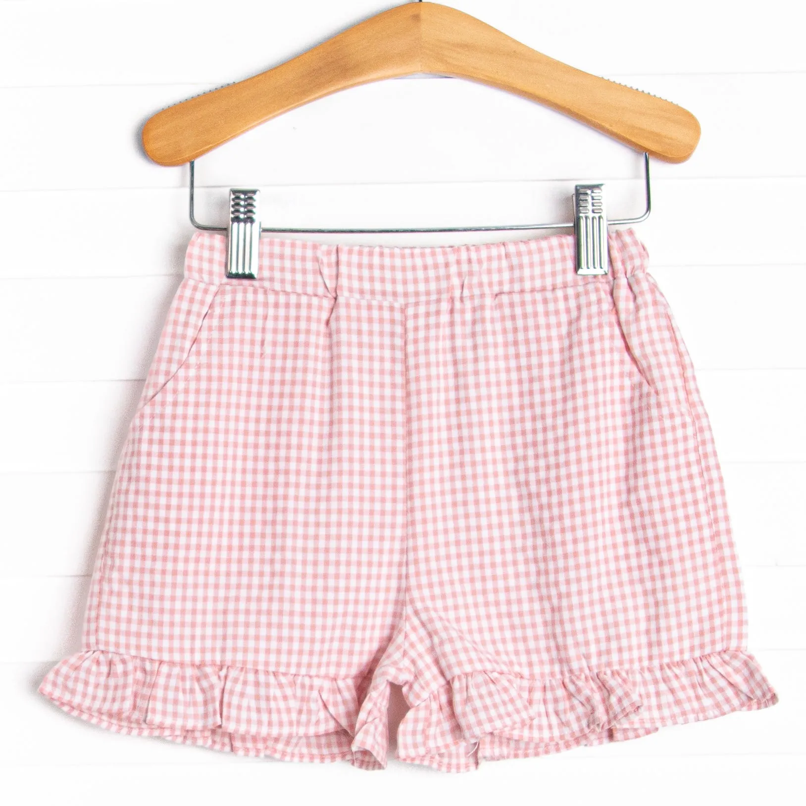 Woven Girl Ruffle Pocket Shorts