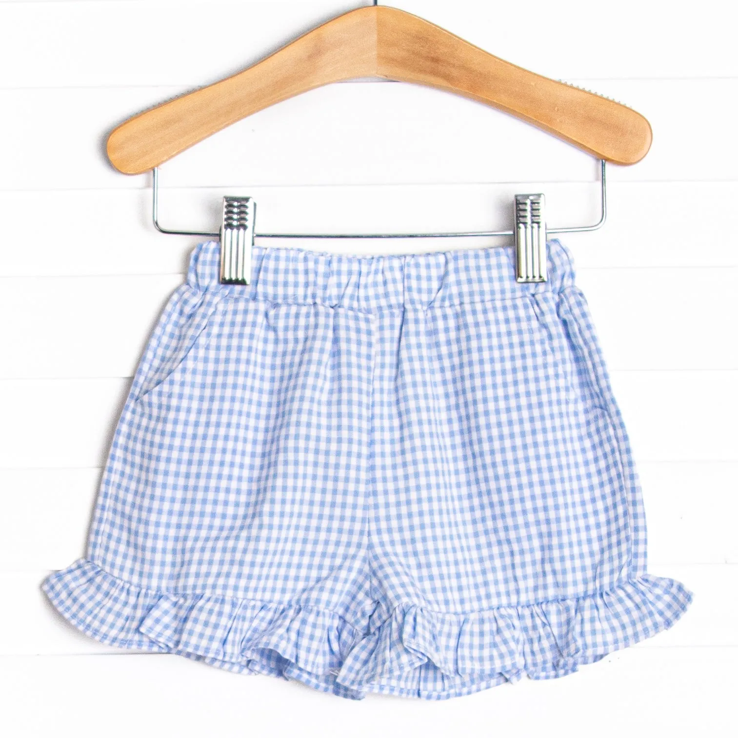 Woven Girl Ruffle Pocket Shorts
