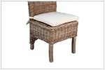 Woven Rattan Dining Chair with Cushion