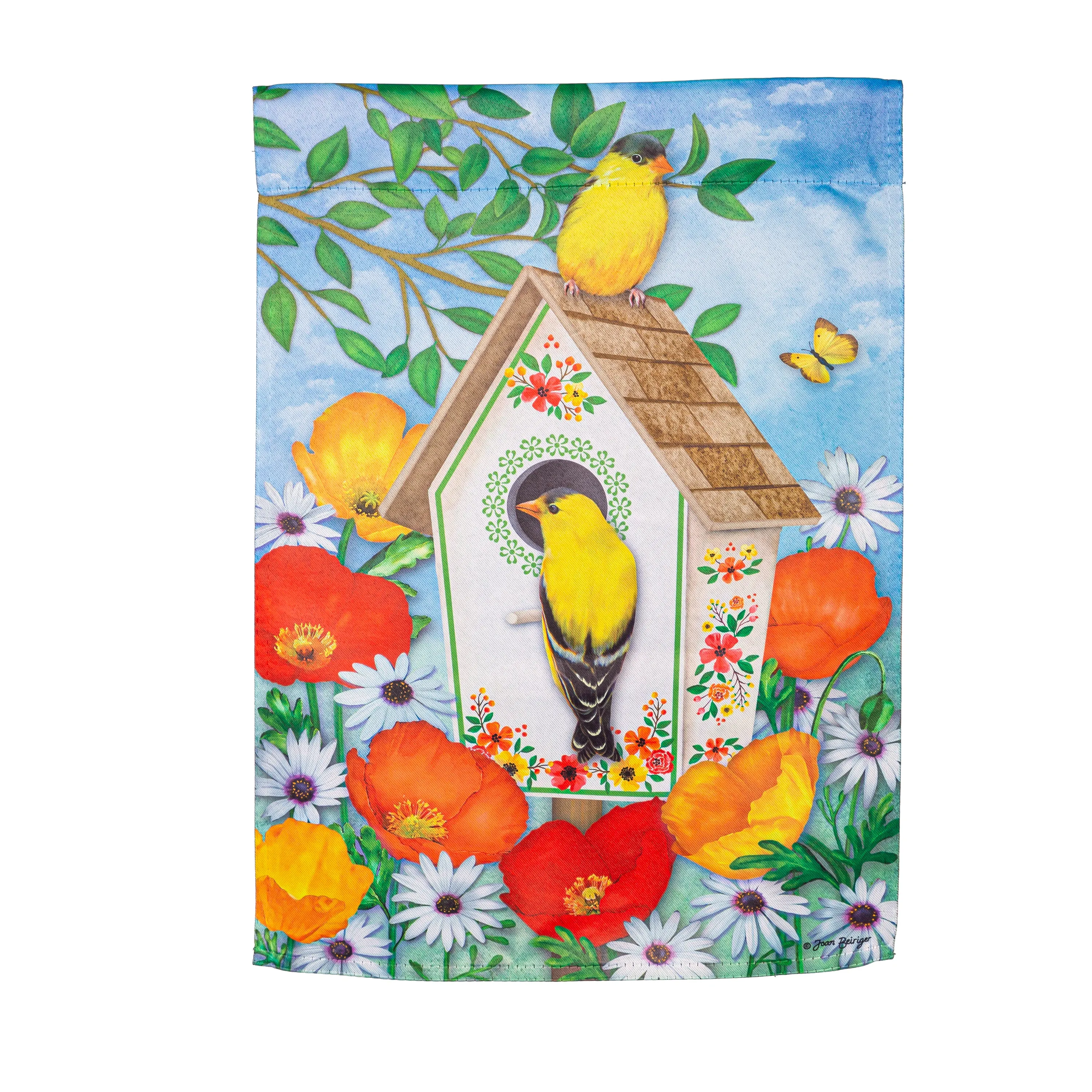 Yellow Finches Suede Garden Flag,14s11364