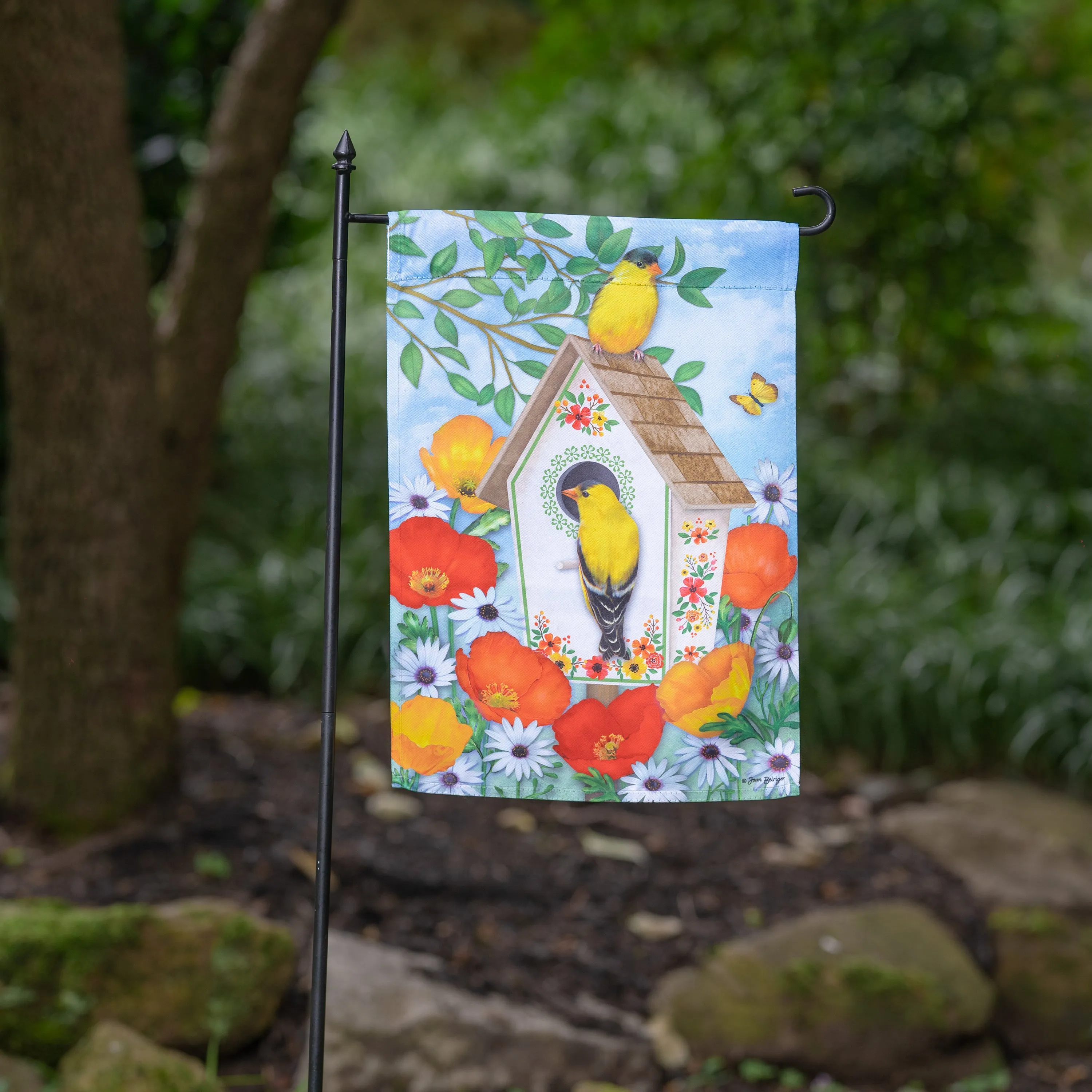Yellow Finches Suede Garden Flag,14s11364